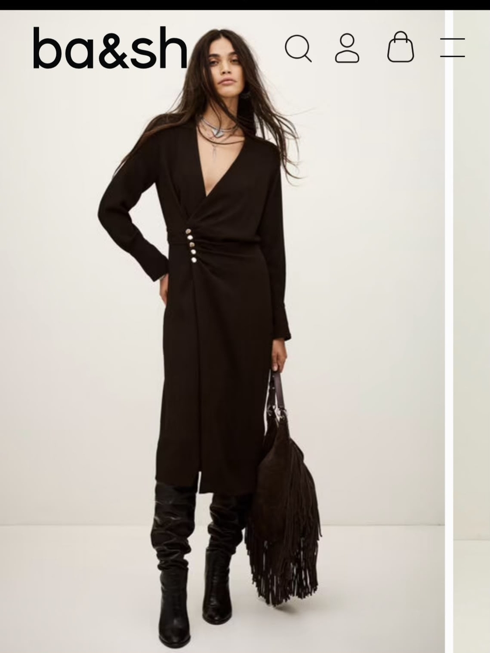 NEW / NEVER WORN – ba&sh FIJI Midi Dress – Black
